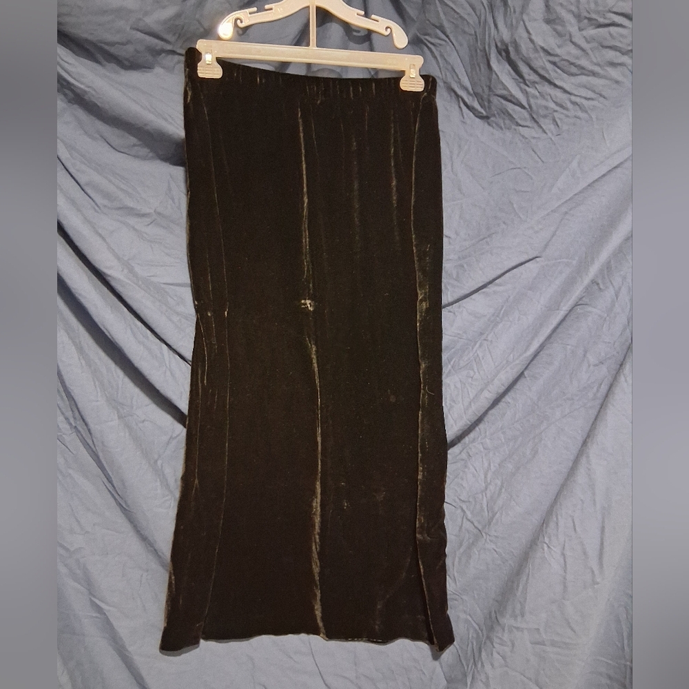 Field Manor Midi Vintage Black Velvet Skirt Goth Tradgoth 90s Size S Silk/Rayon